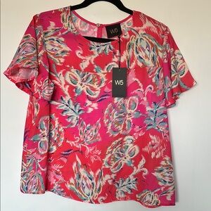 W5 Anthropologie Vibrant Pink and Blue Blouse